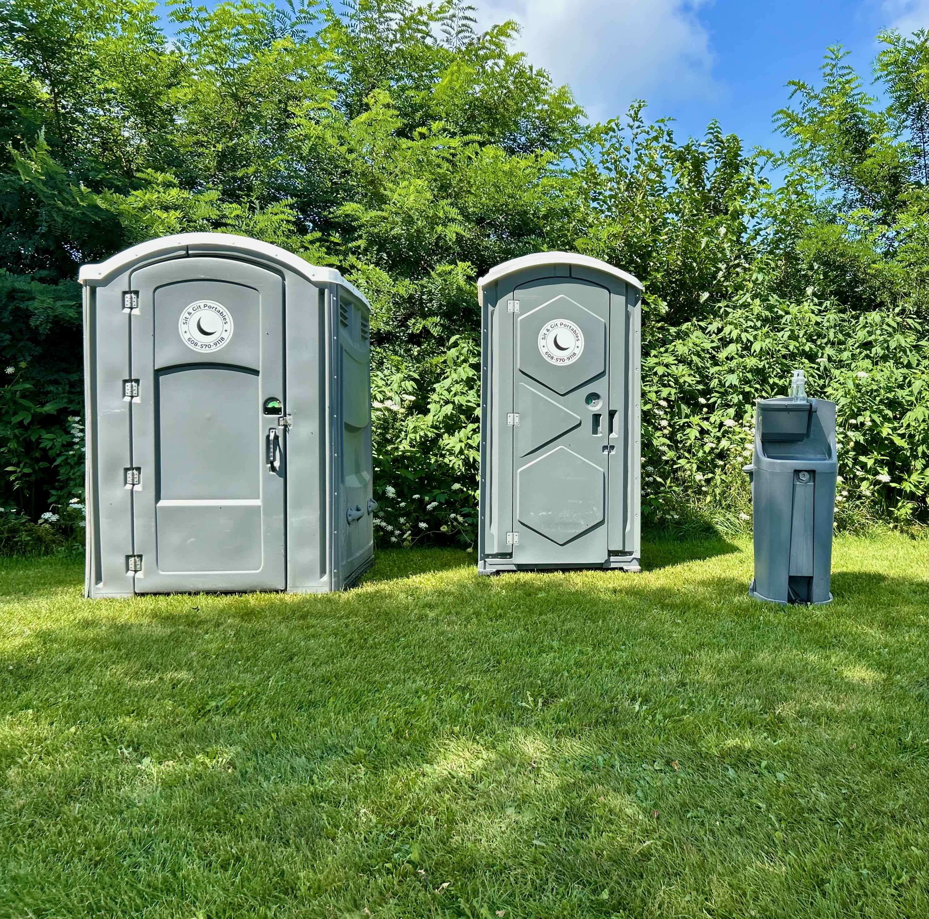 Event rental portable restroom (portable toilet/porta potty) setup